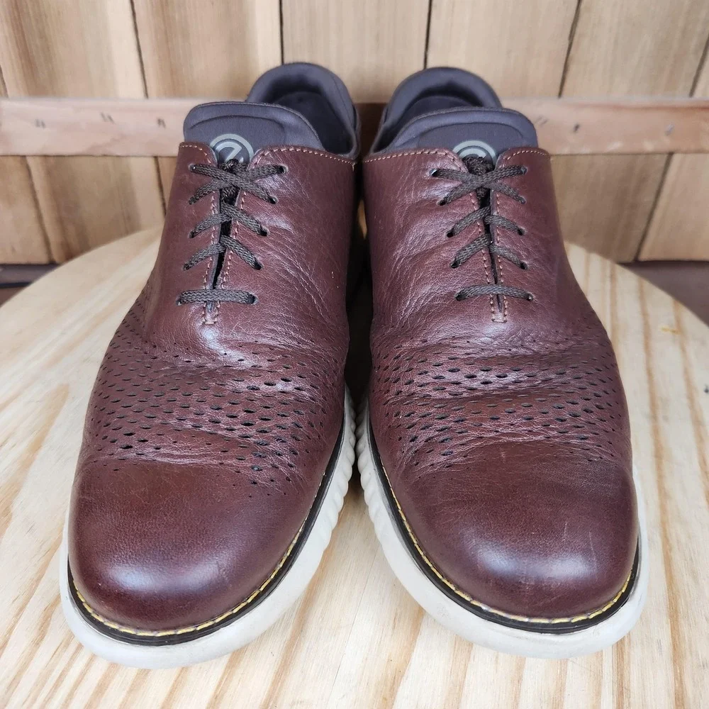 Cole Haan 2.Zerogrand Laser Mens 8.5 Brown Leather Perforated‎ Oxford Casual